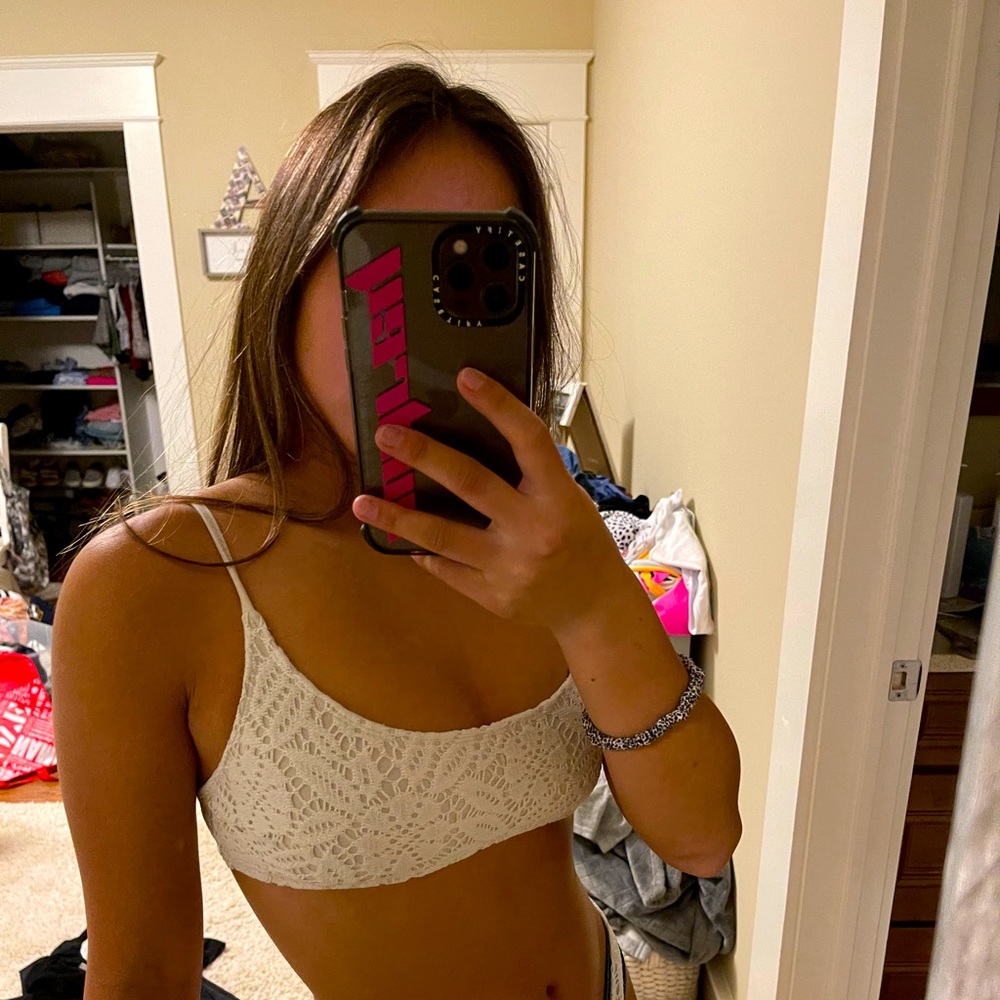 American Eagle White Crochet Bikini Size S